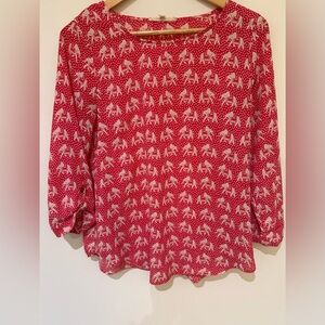Pixley Ellie Printed 3/4 Sleeve Blouse Pink with Elephants size small
